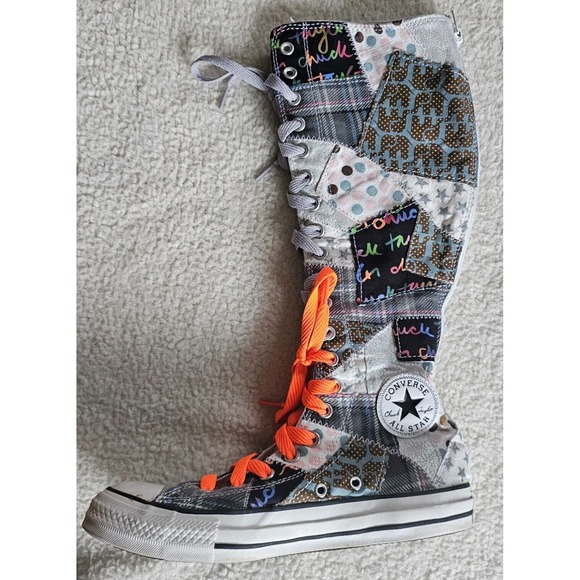 Converse Chuck Taylor All Star Patchwork Knee High Sneaker Women 8 - Picture 4 of 11